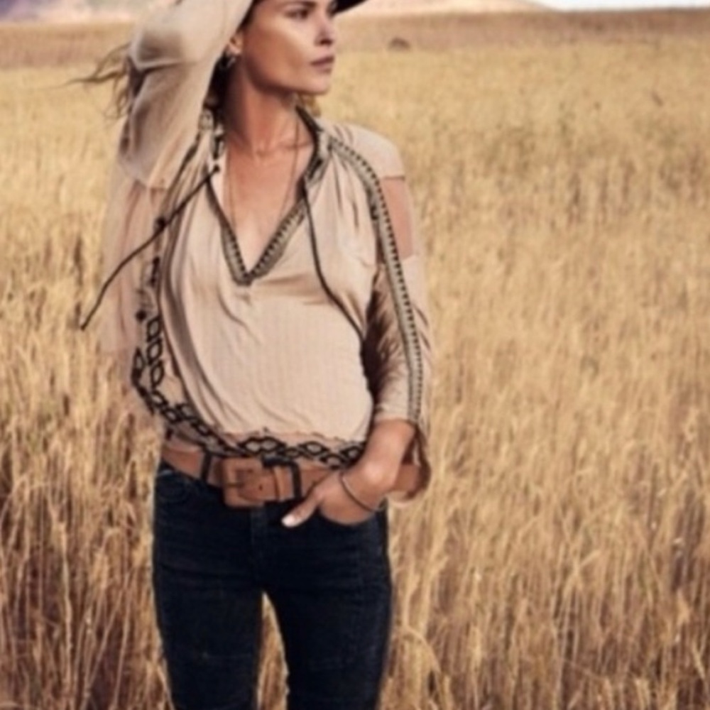 Free People Aztec sheer blouse